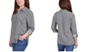 NY Collection Petite 3/4 Sleeve Roll Tab Notch Collar Blouse 